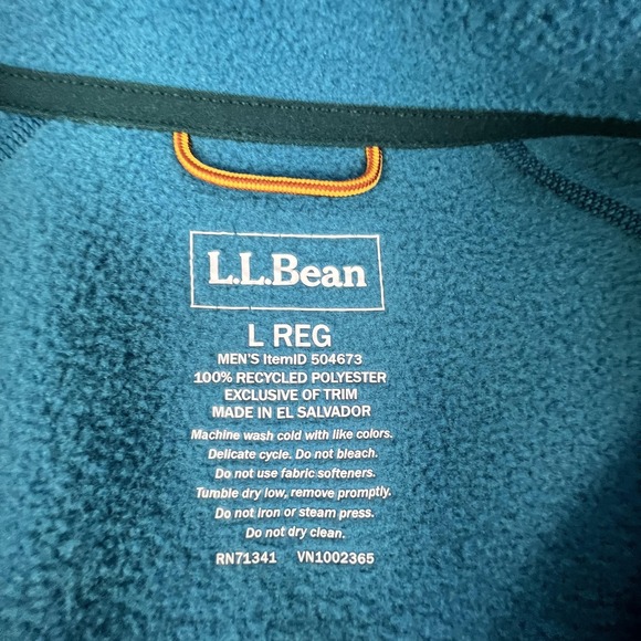 LL Bean Fleece Quarter‎ Zip Pullover Colorblock Blue Rust Men's Size L REG - Picture 7 of 12